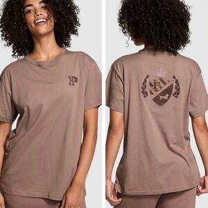 PINK Victoria’s Secret Campus Cotton Tee in Iced Coffee Shine ~ Oversized